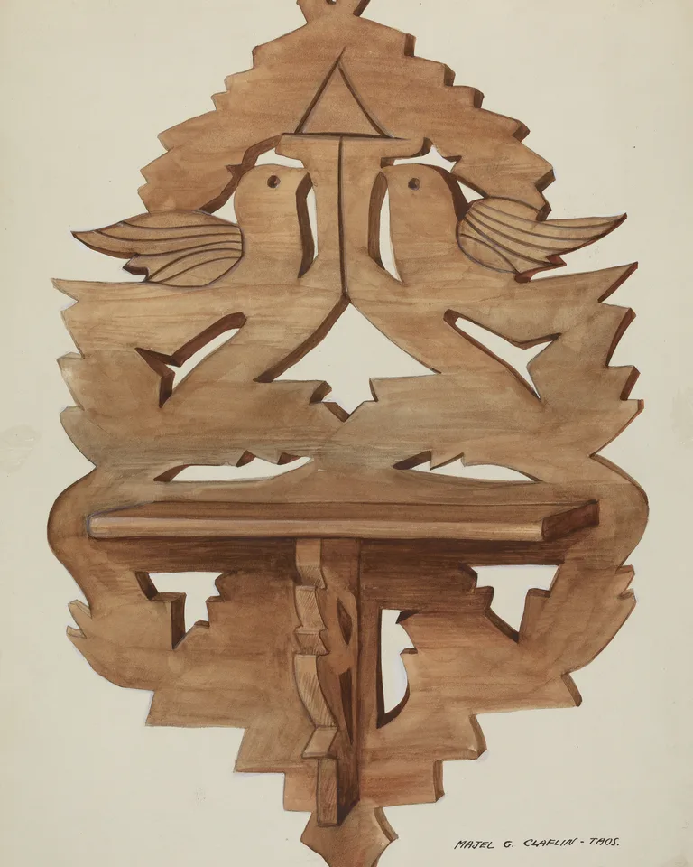 Hanging wooden wall shelf