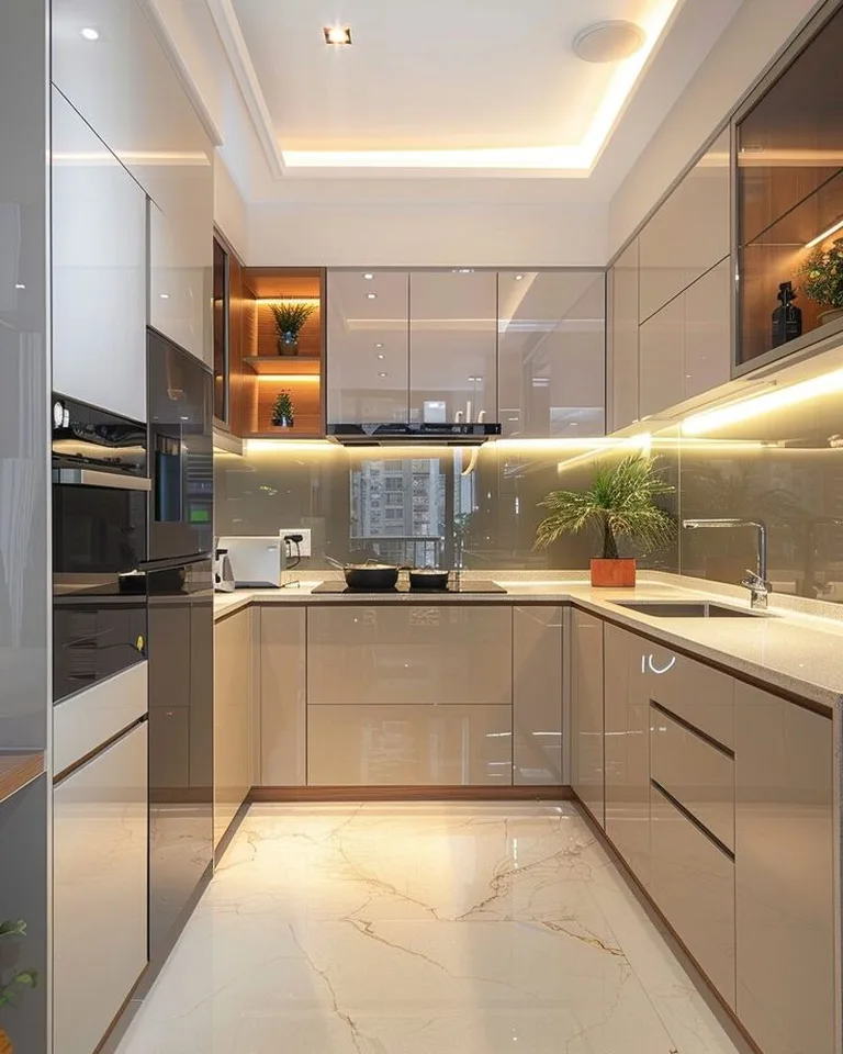 A small modern kitchen design showing how budget upgrades maximize a compact space
