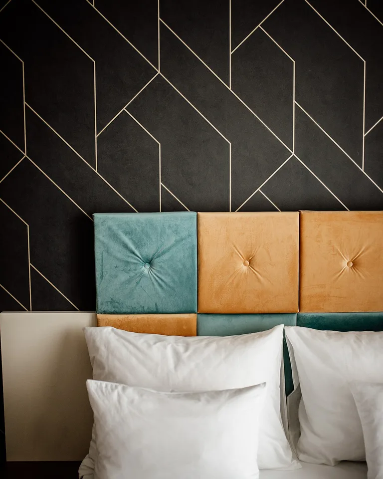 Warm-toned stylish bedroom interior
