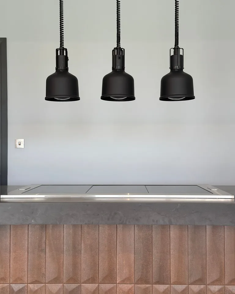 Modern kitchen with pendant lighting
