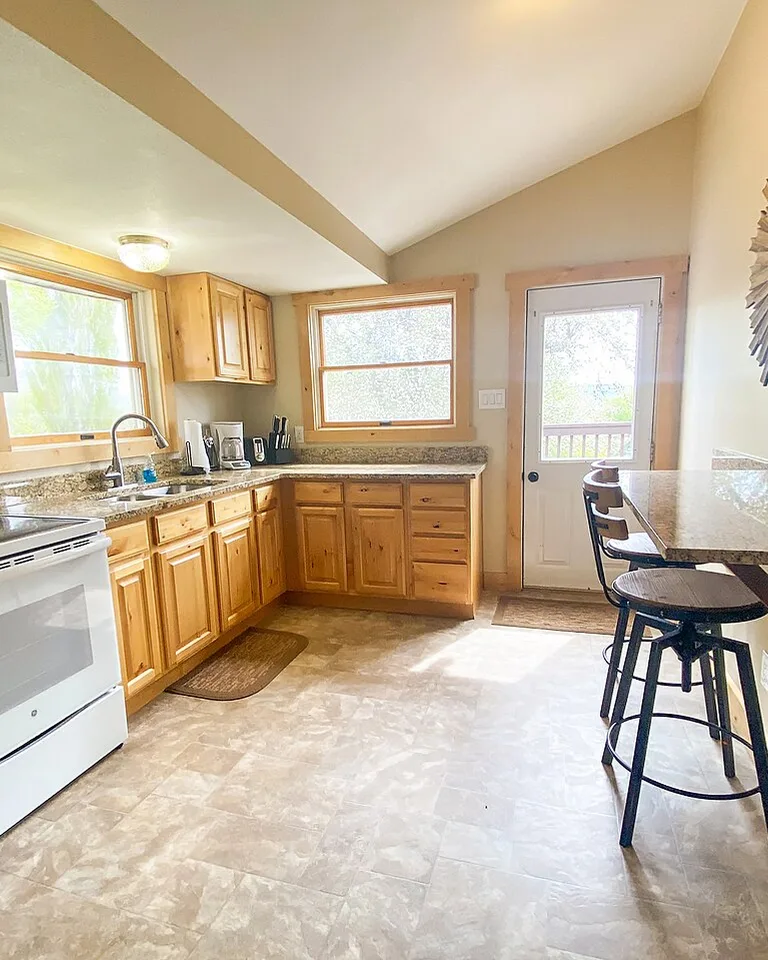 Small breakfast bar in a compact kitchen