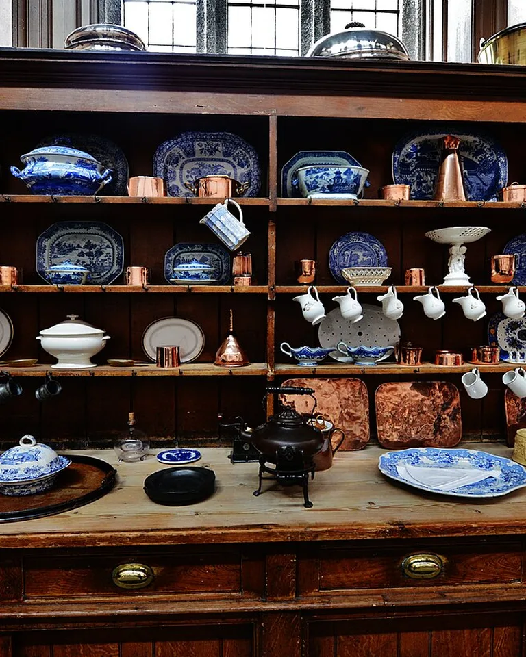 Kitchen dresser with dishes on display
