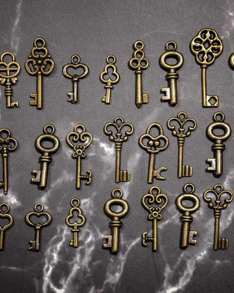 A collection of old vintage skeleton keys