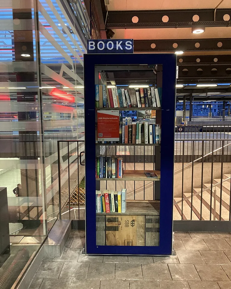A bookshelf dividing a home office into two work zones