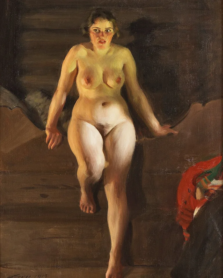 Painting of a loft bed by Anders Zorn, 1919