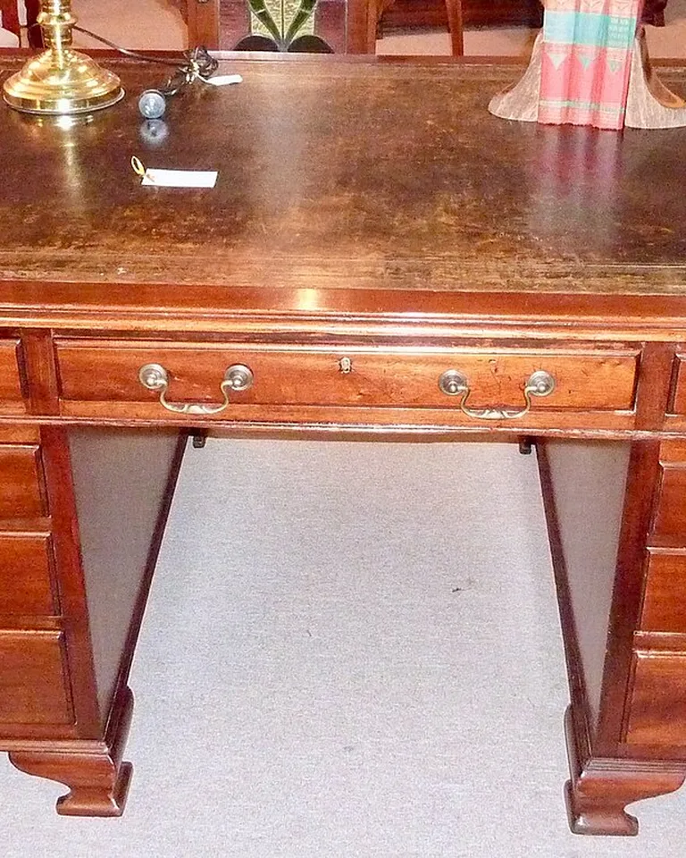 Mahogany partners desk with drawers on both sides