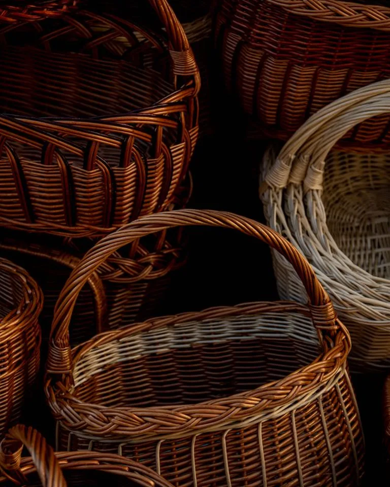 Woven seagrass basket filled with dog toys in a living room