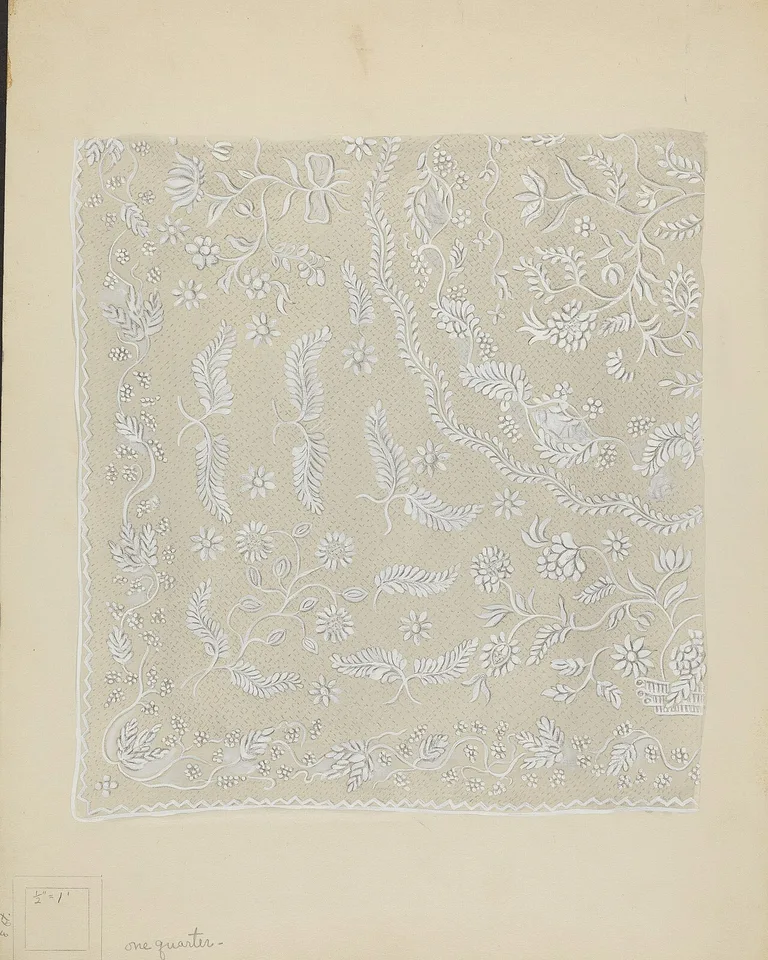 Illustration of a quilted bedspread with stitched pattern